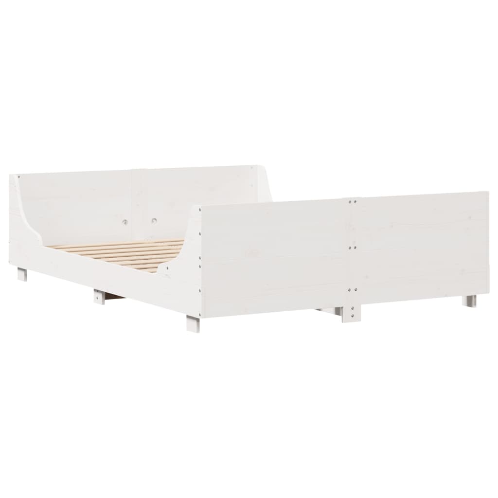 Cama sem colchão 140x190 cm madeira de pinho maciça branco