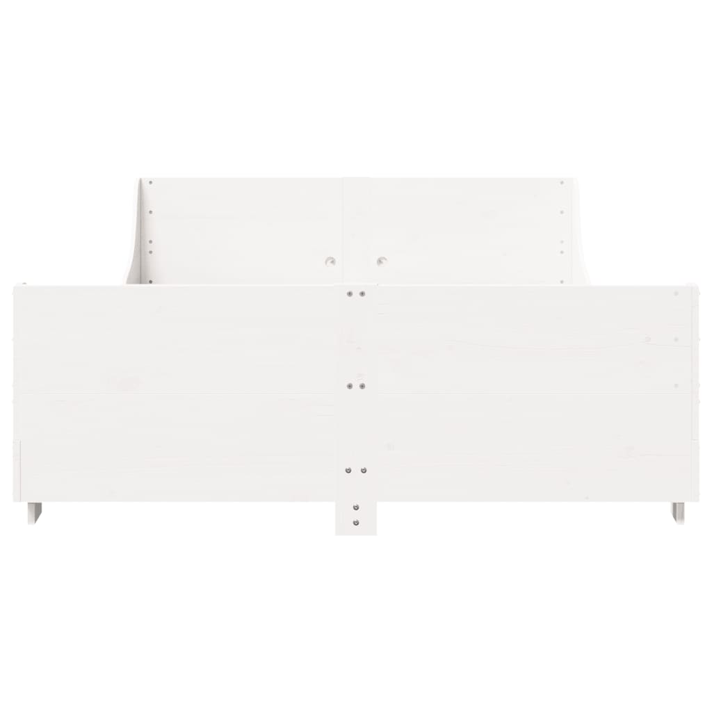 Cama sem colchão 140x190 cm madeira de pinho maciça branco