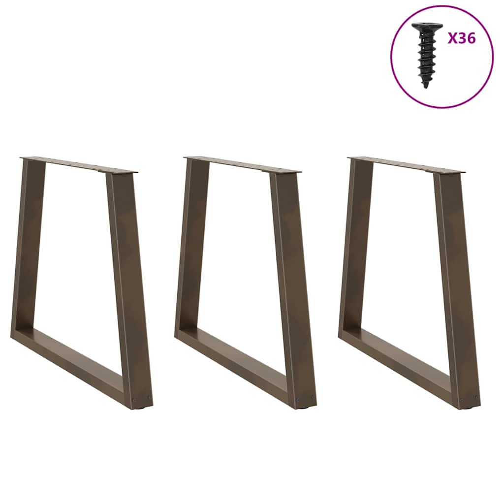 Pés para mesa de jantar em formato de v, 3 peças, aço natural, 80x(72-73,3) cm, aço