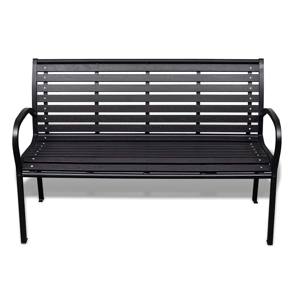 Banco de jardim 125 cm aço e wpc preto
