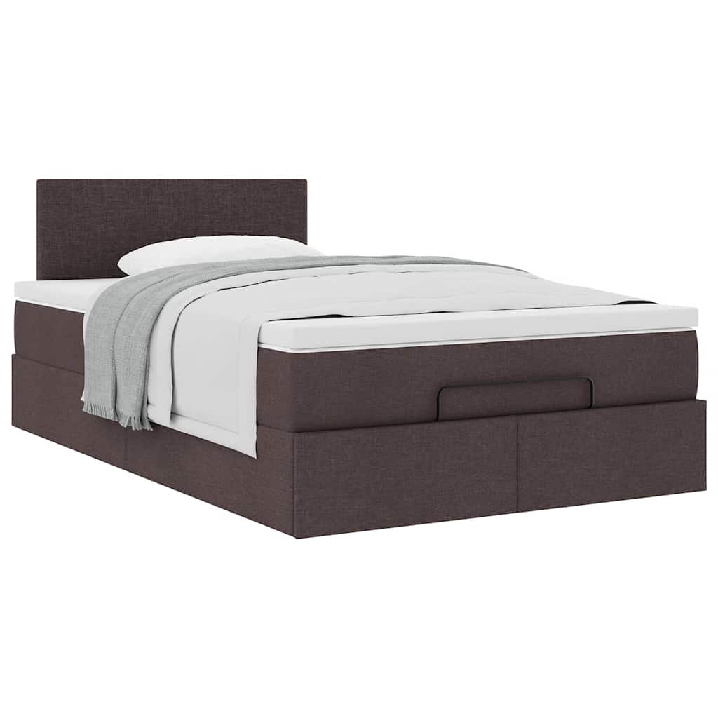 Estrutura de cama otomana com colchão 120x190cm castanho escuro
