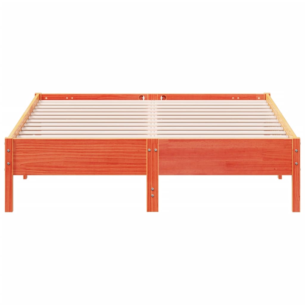 Cama sem colchão 150x200 cm madeira pinho maciça castanho-mel