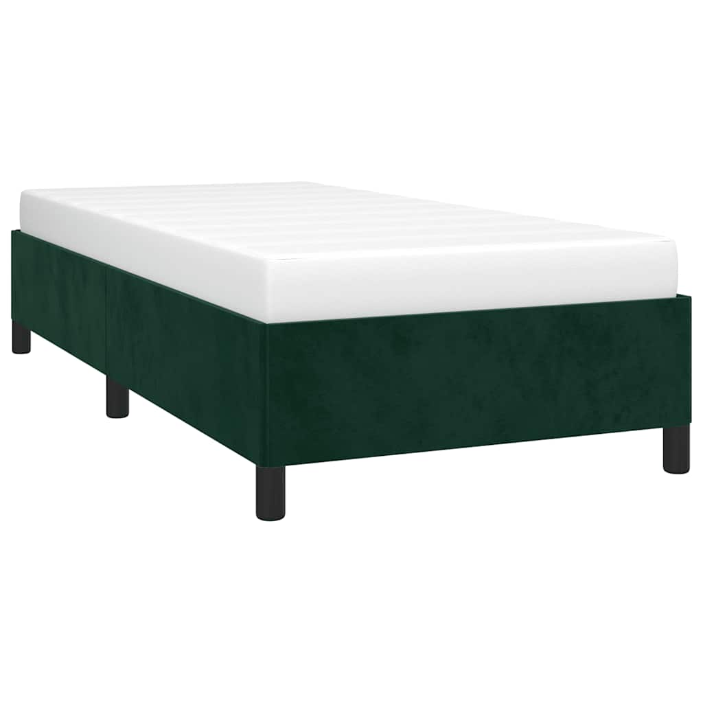 Estrutura de cama sem colchão 100x200 cm veludo verde-escuro