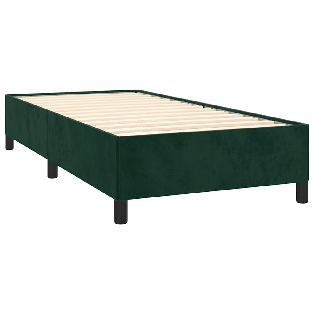 Estrutura de cama sem colchão 100x200 cm veludo verde-escuro