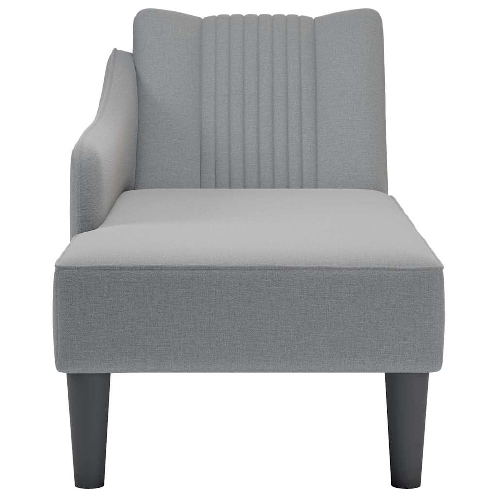 Chaise lounge com apoio de braço direito em tecido cinza claro