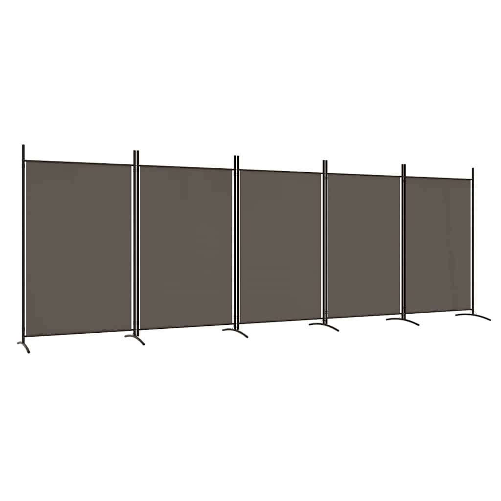 Divisória de quarto com 5 painéis 433x180 cm tecido antracite