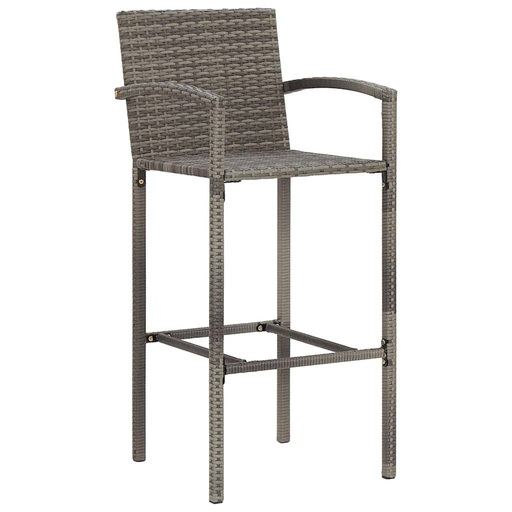 5 Pcs conjunto de bar p/ jardim acácia maciça/vime PE cinzento