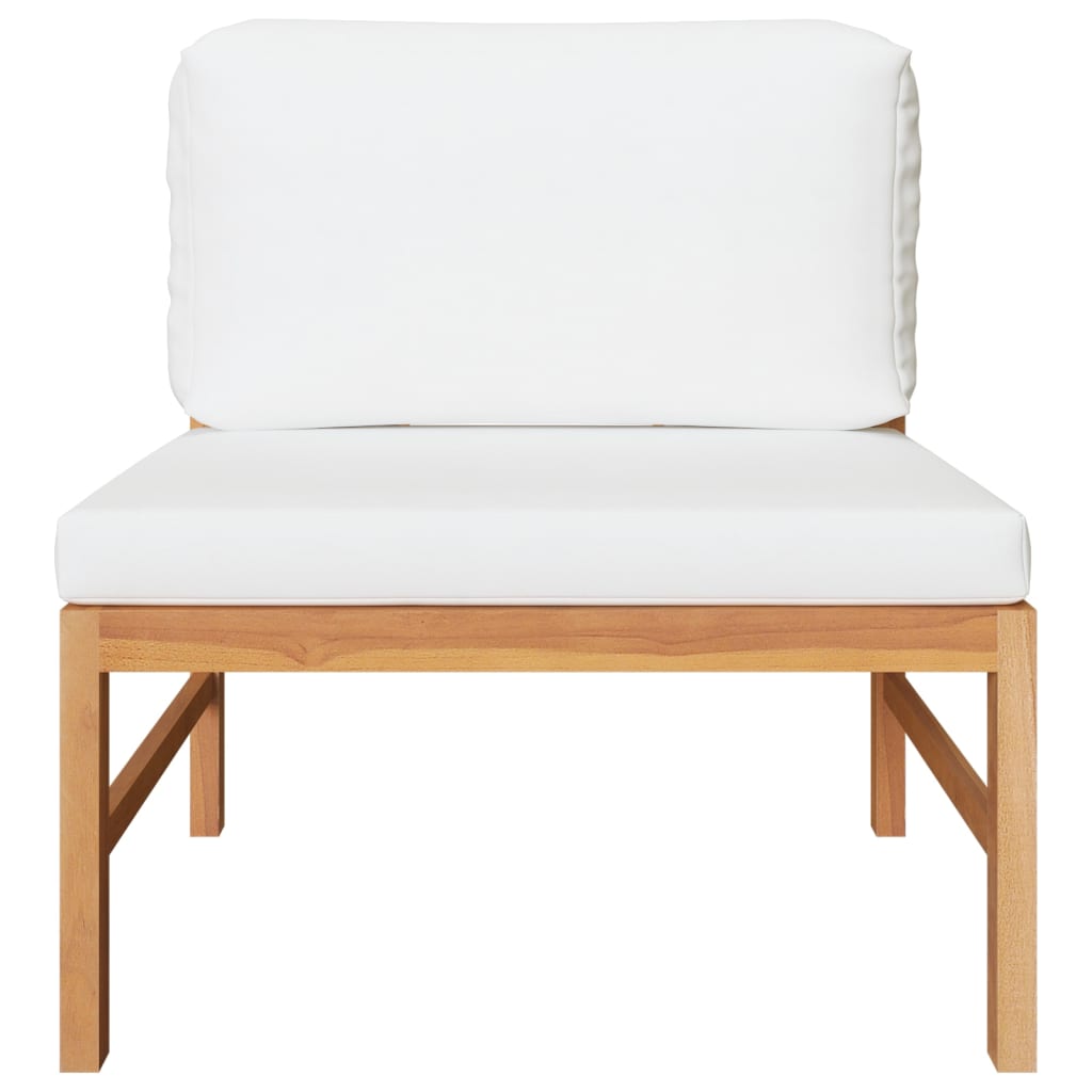 3 Pcs conj. lounge de jardim c/ almofadões cor creme teca