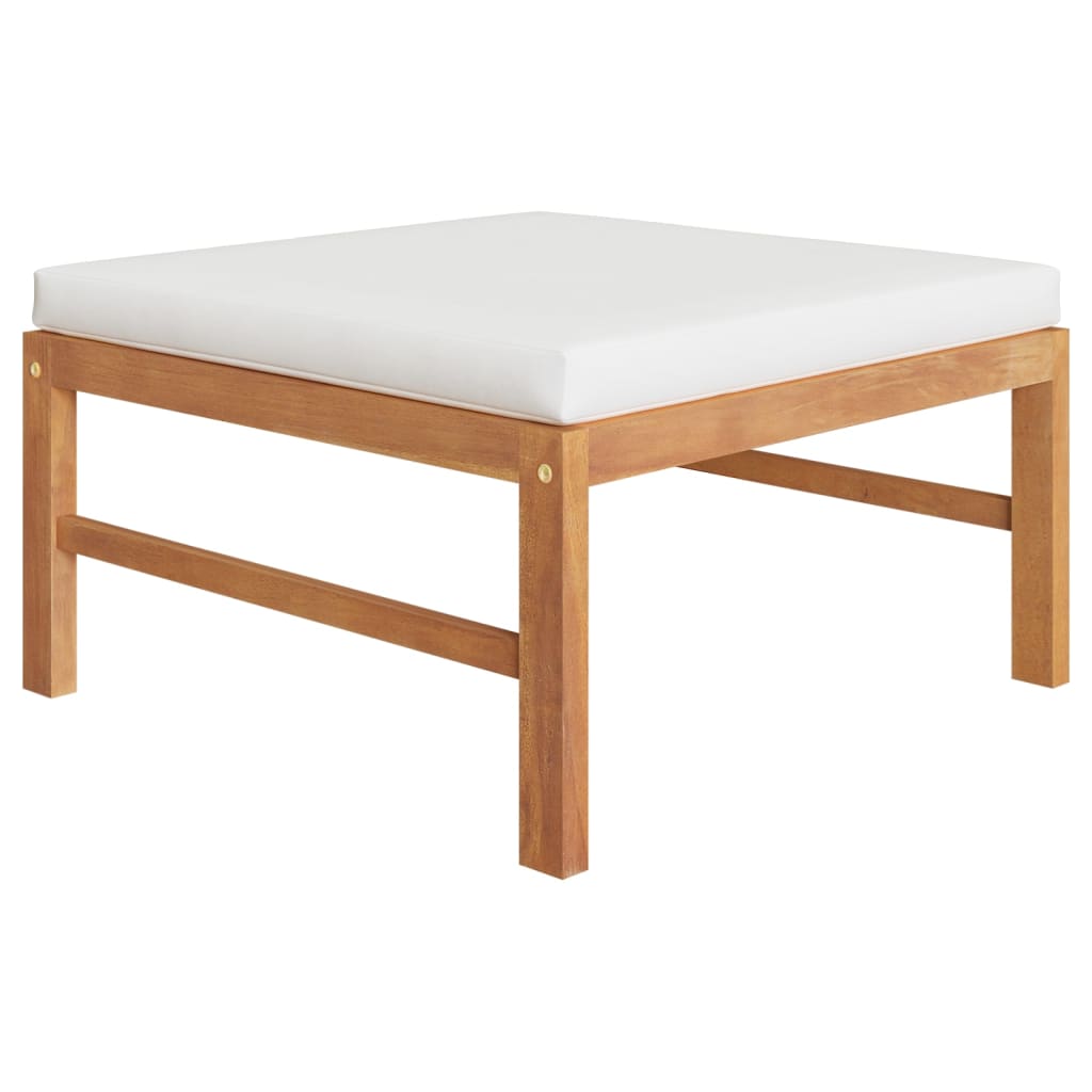 3 Pcs conj. lounge de jardim c/ almofadões cor creme teca