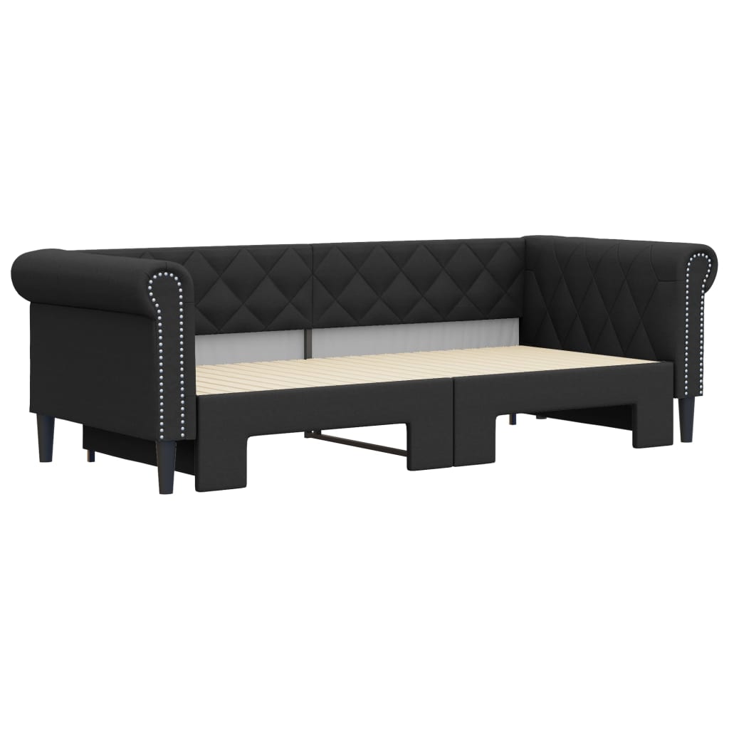 Sofá-cama com gavetão 90x200 cm couro artificial preto