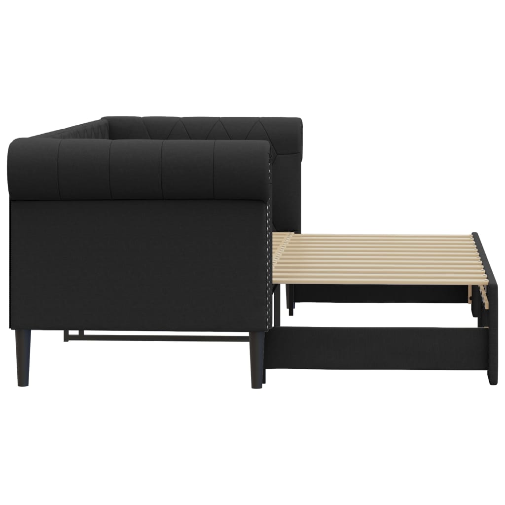 Sofá-cama com gavetão 90x200 cm couro artificial preto