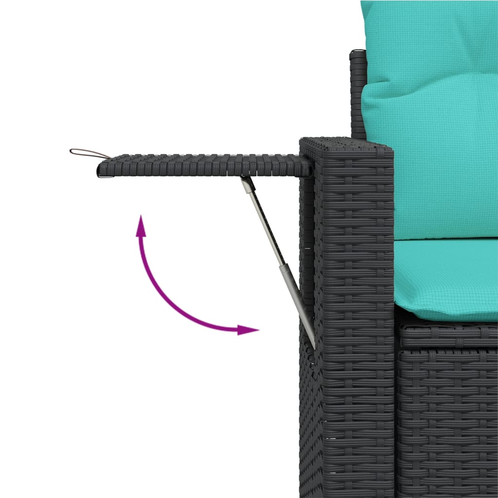 Conjunto de sofá de jardim com 11 peças e almofadas em rattan sintético preto
