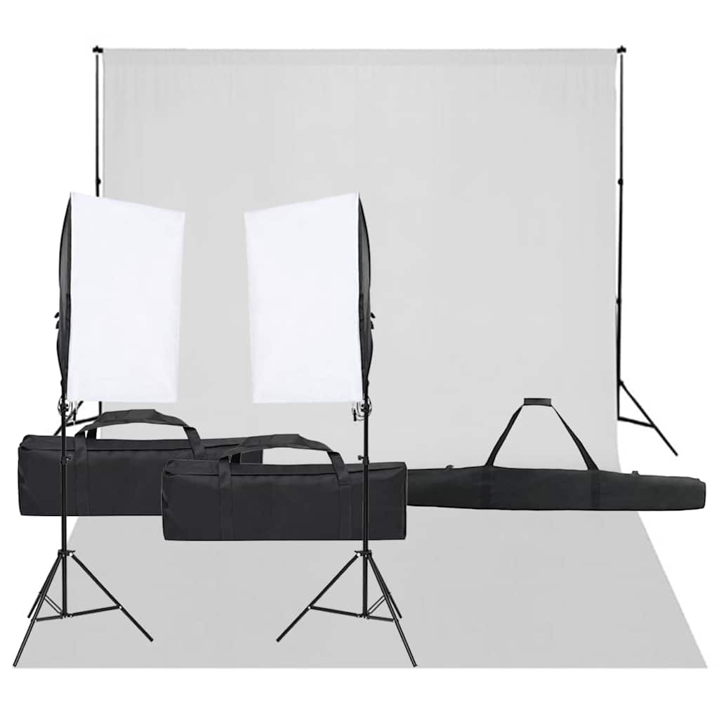 Kit de estúdio fotográfico com conjunto de iluminação e fundo