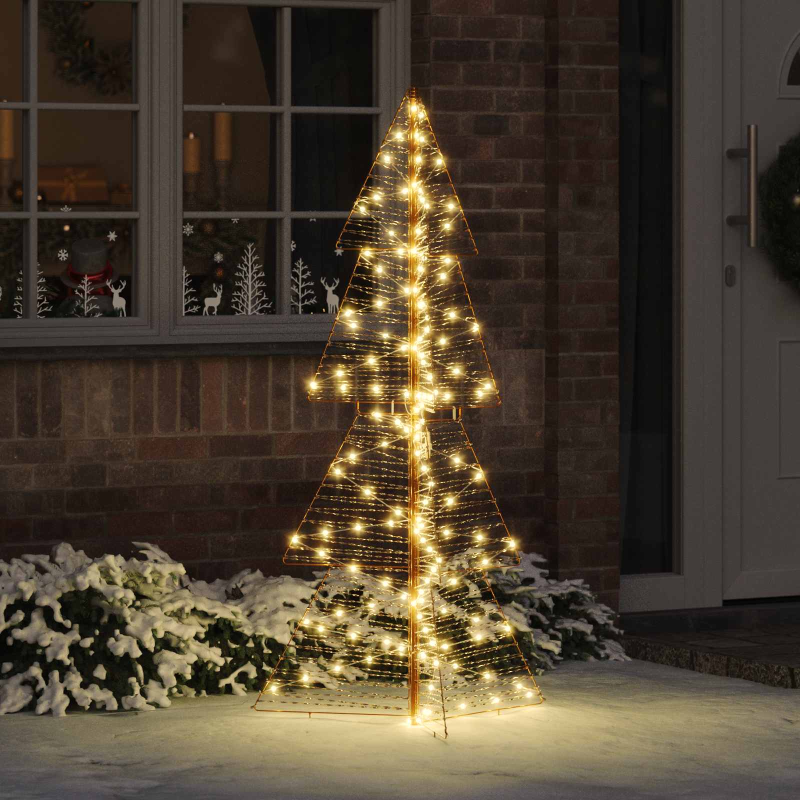 Árvore de natal com 160 leds branco quente 150 cm PET