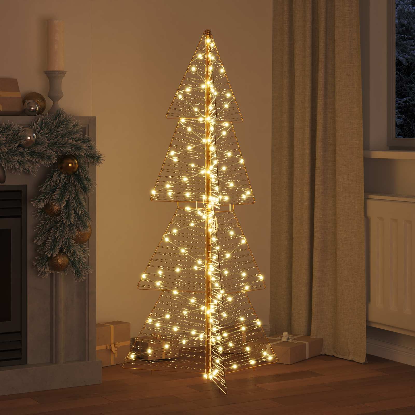 Árvore de natal com 160 leds branco quente 150 cm PET