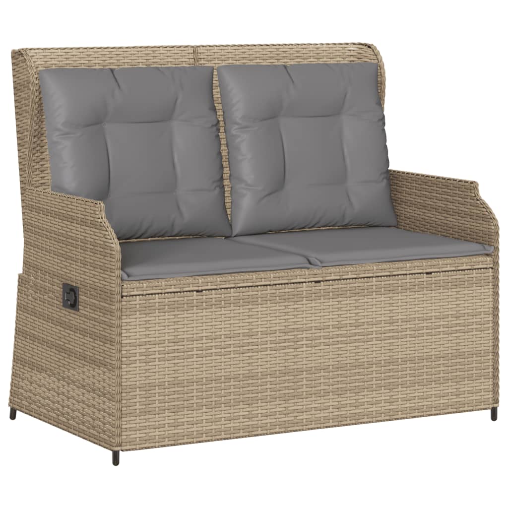 3 Pcs conjunto lounge de jardim com almofadões vime PE bege