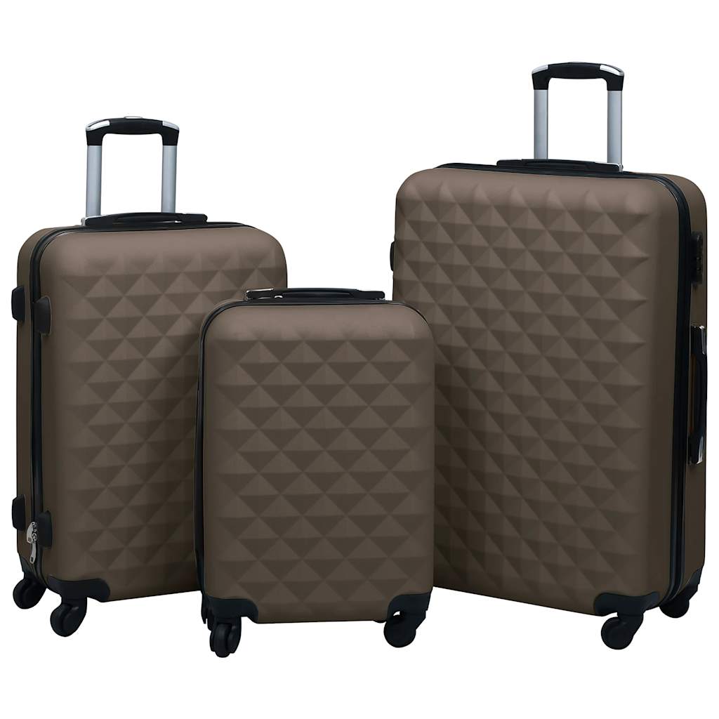 Conjunto de tróleis estojo rígido 3 pcs ABS castanho