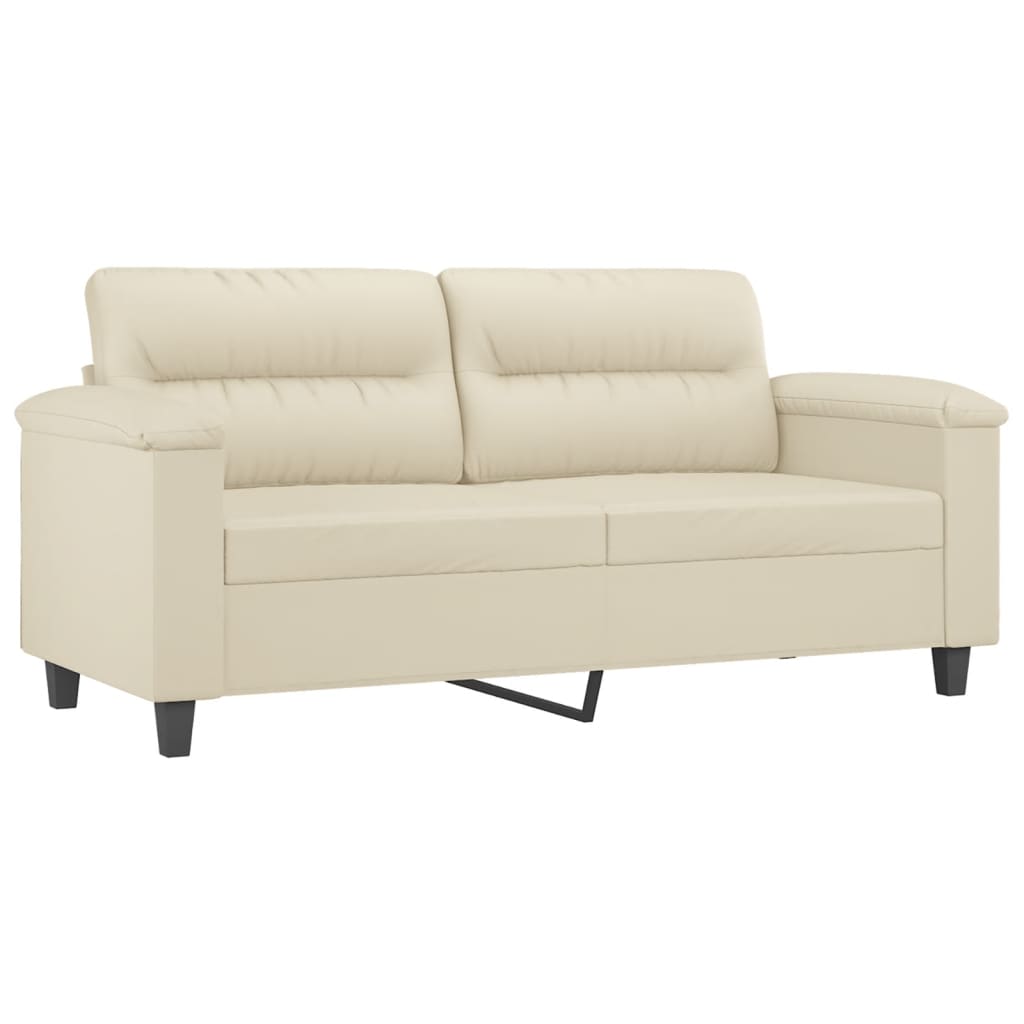 Sofá 2 lugares + almofadas decorativas 140cm couro artif. creme