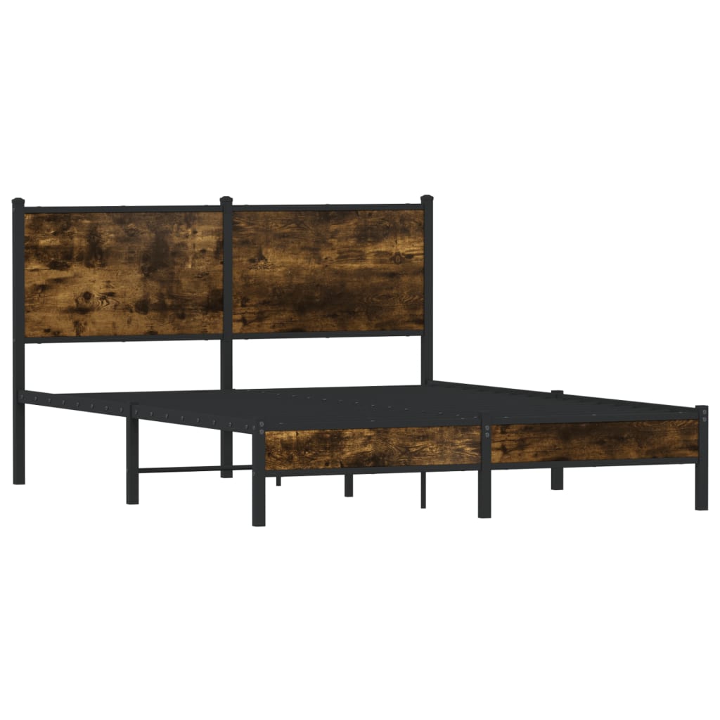 Estrutura de cama sem colchão 140x190 cm metal carvalho fumado