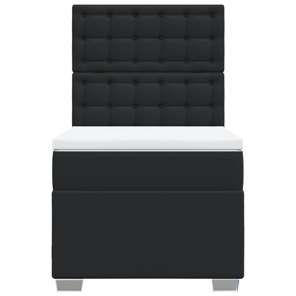 Cama com molas/colchão 80x200 cm couro artificial preto
