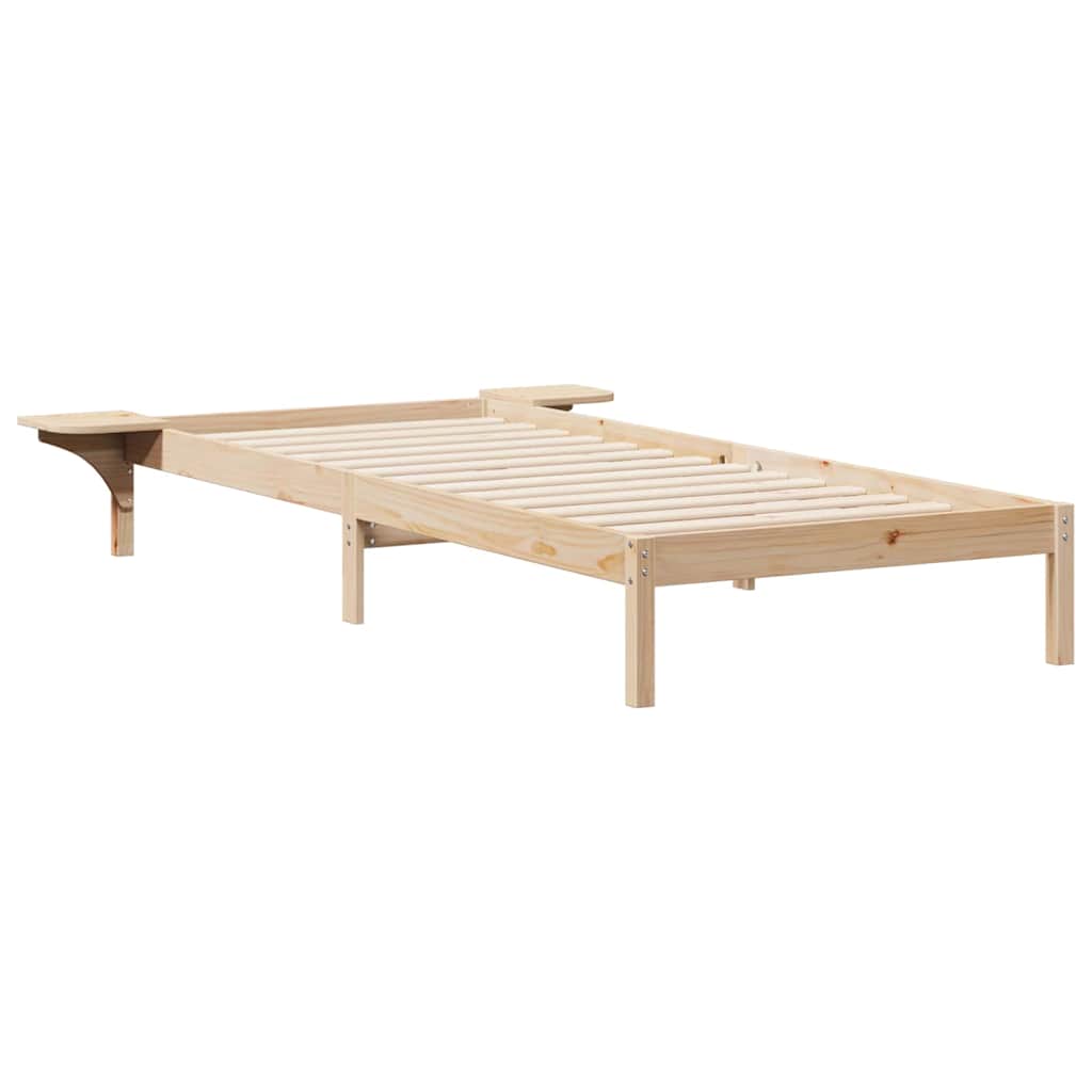 Cama com mesas laterais natural 100 x 220 cm