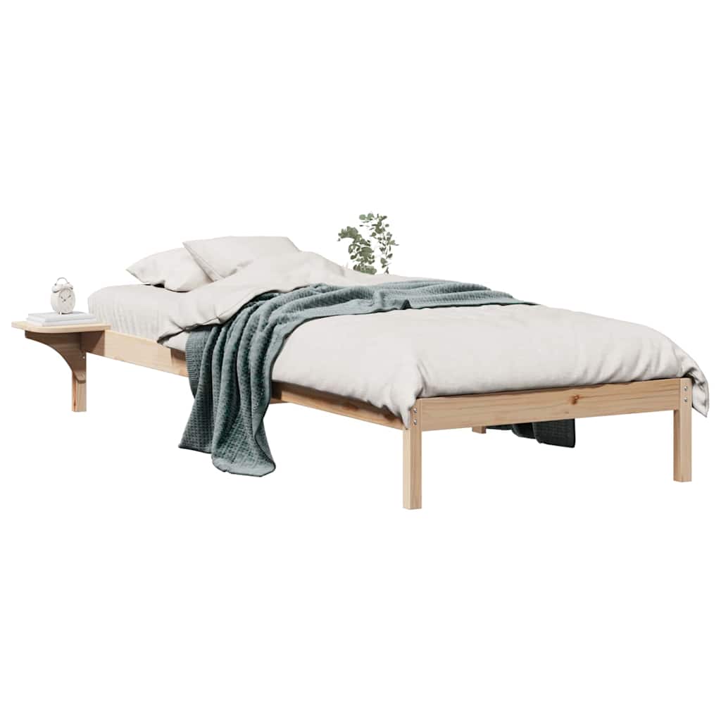 Cama com mesas laterais natural 100 x 220 cm