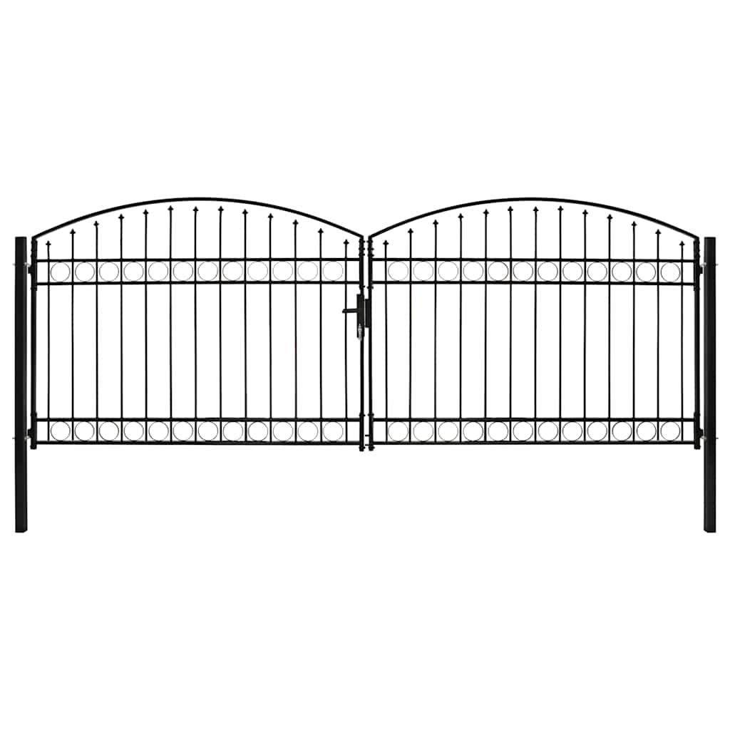 Portão de cerca assen porta dupla com topo arqueado em aço 400x150 cm