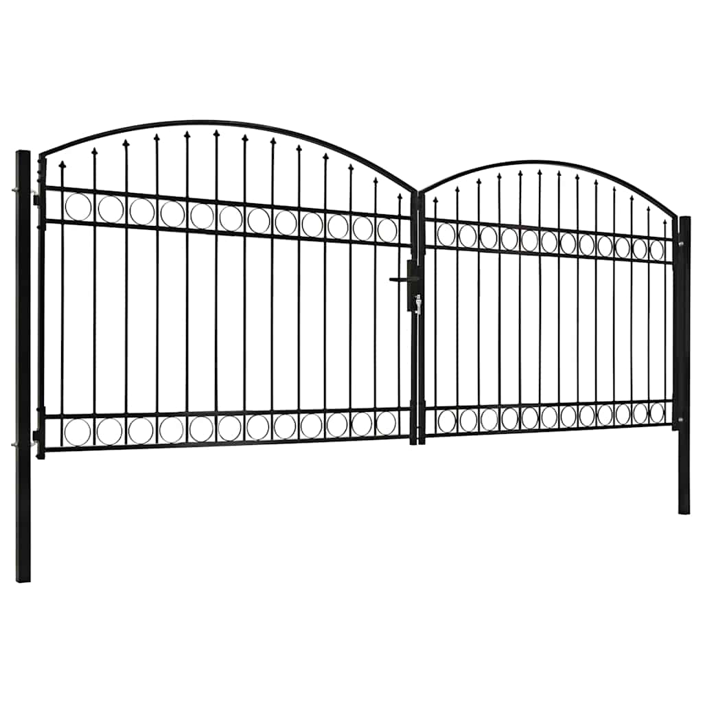 Portão de cerca assen porta dupla com topo arqueado em aço 400x150 cm