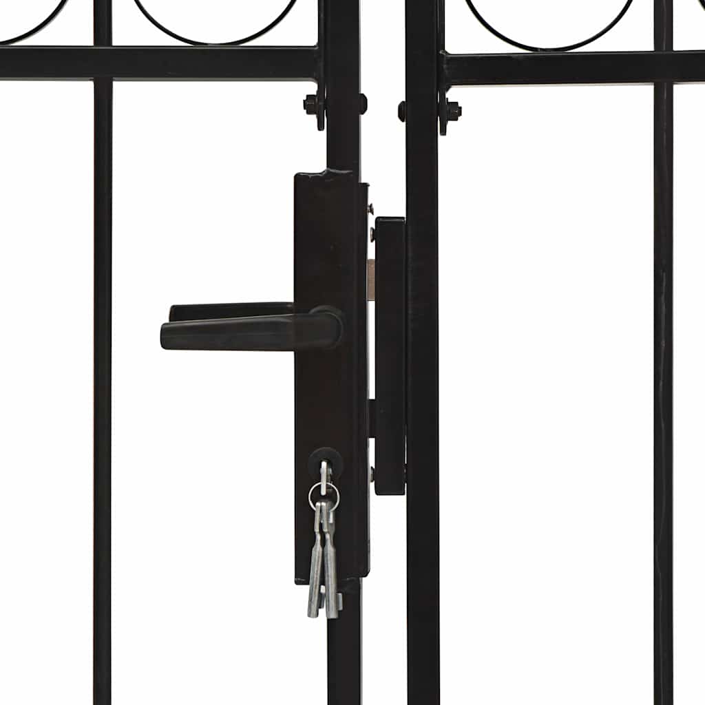 Portão de cerca assen porta dupla com topo arqueado em aço 400x150 cm