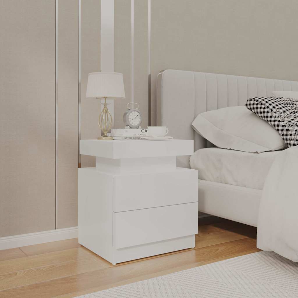 Mesa de cabeceira 45x35x52cm derivados madeira branco brilhante