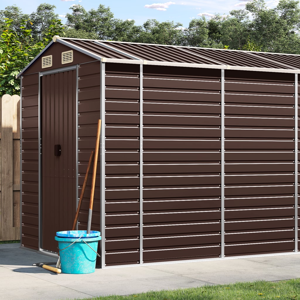 Abrigo de jardim castanho 191x555x198 cm aço galvanizado