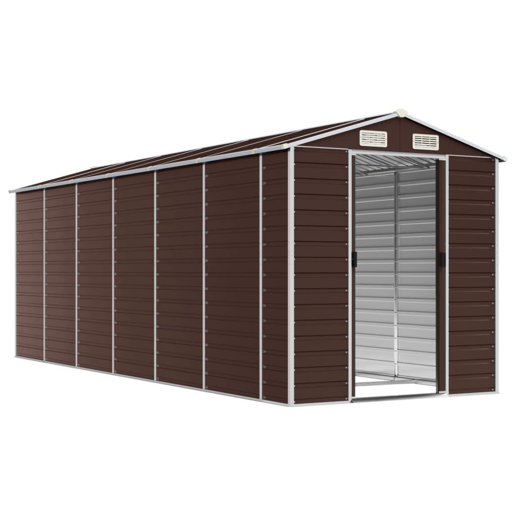 Abrigo de jardim castanho 191x555x198 cm aço galvanizado