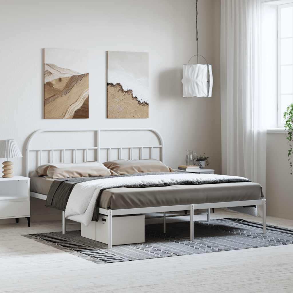 Estrutura de cama com cabeceira 183x213 cm metal branco