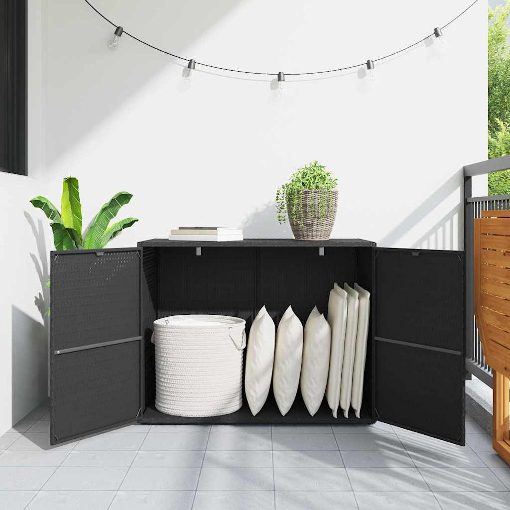 Armário de armazenamento de jardim preto 100x55,5x80 cm vime sintético