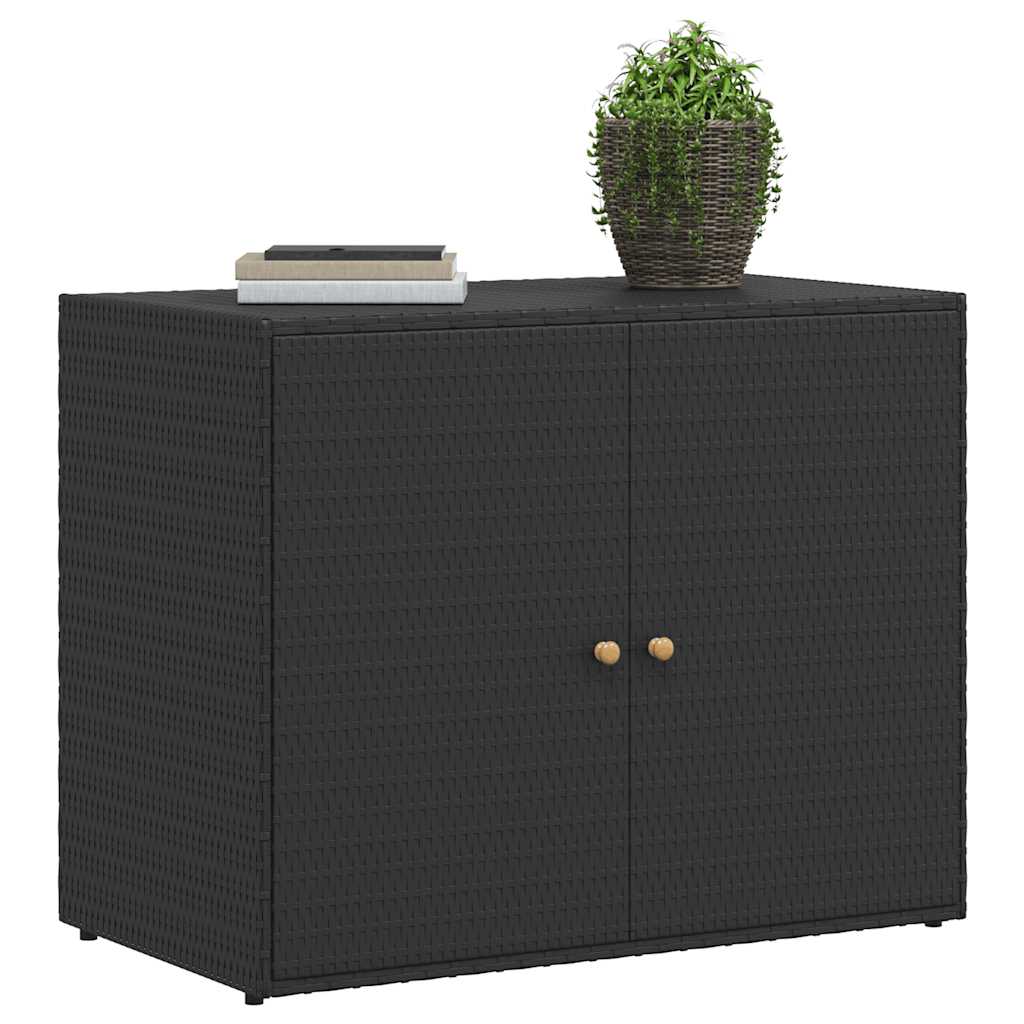 Armário de armazenamento de jardim preto 100x55,5x80 cm vime sintético