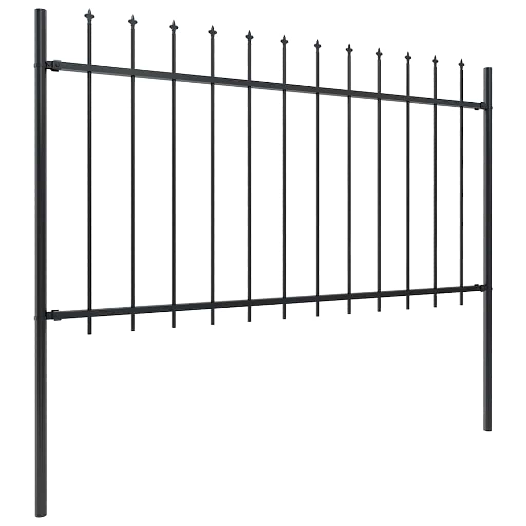 Cerca de jardim com topo em forma de lança em aço 1172x100 cm, preta