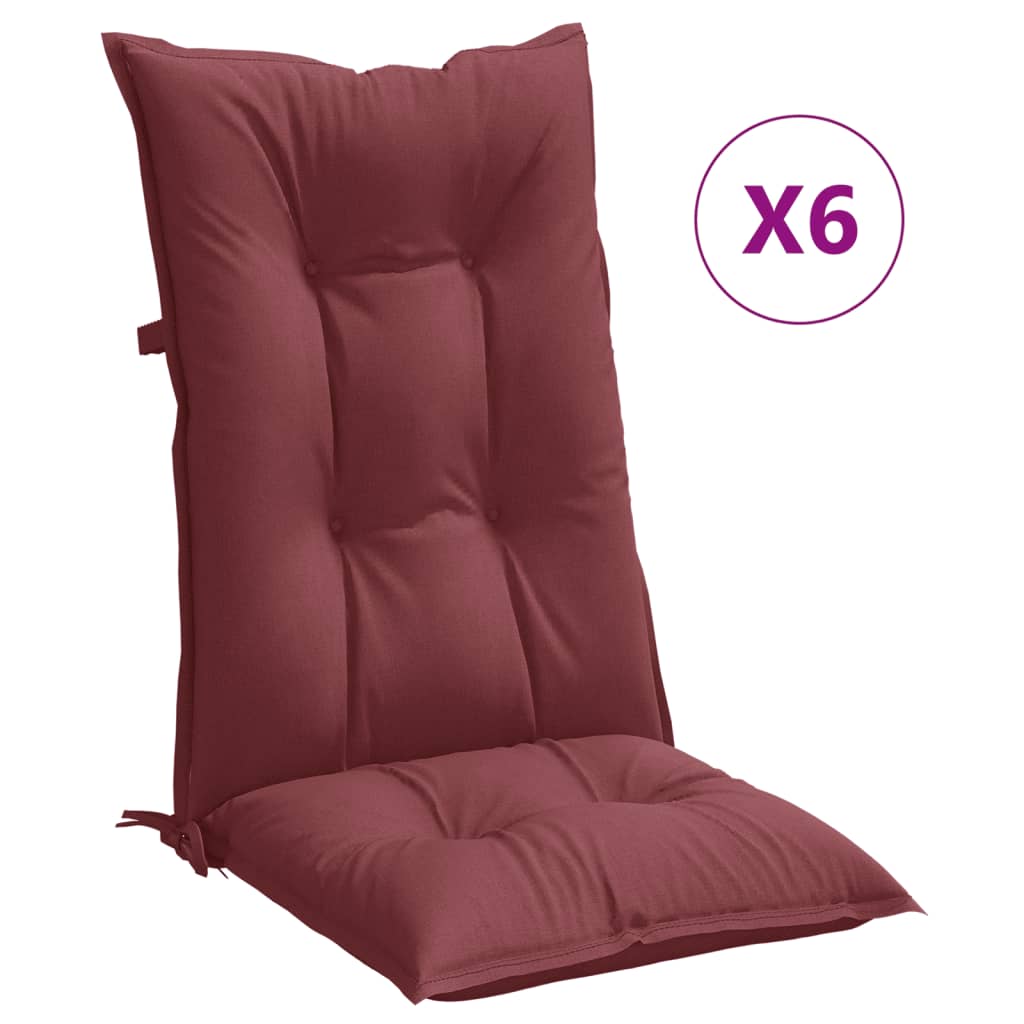 Almofadões cadeiras altas 6 pcs mesclado tecido vermelho tinto