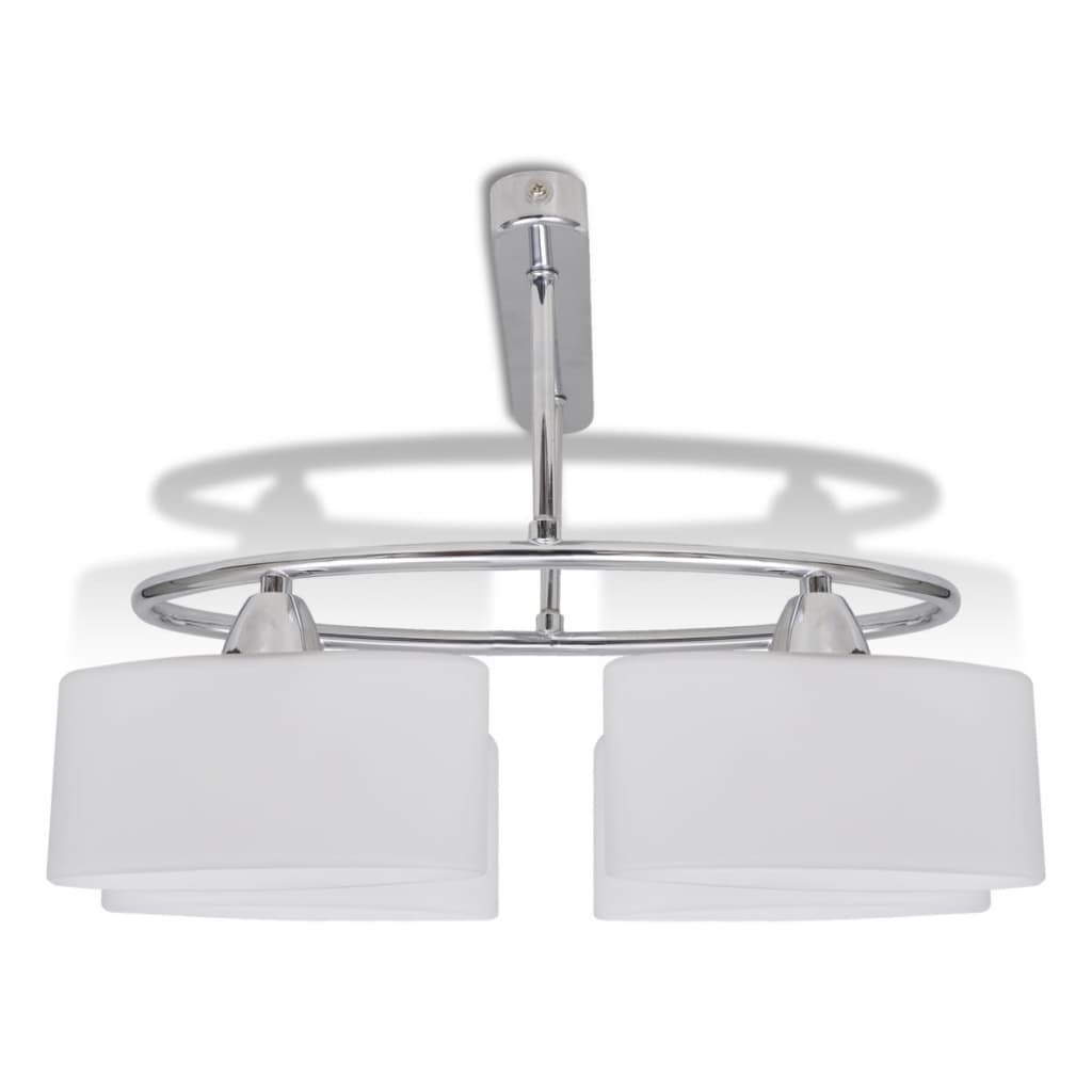 Lâmpada de teto com vidro de sombras em forma oval para 4 e14 bulbos