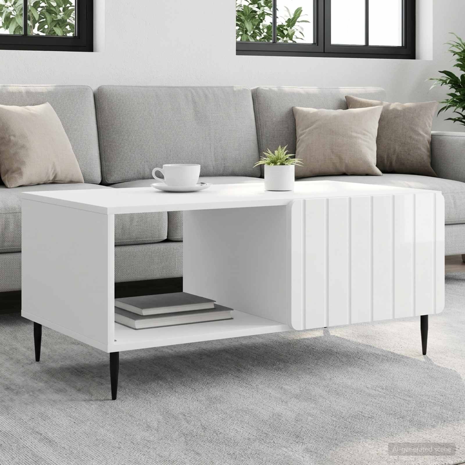 Mesa de centro branco brilhante 90 x 50 x 40 cm