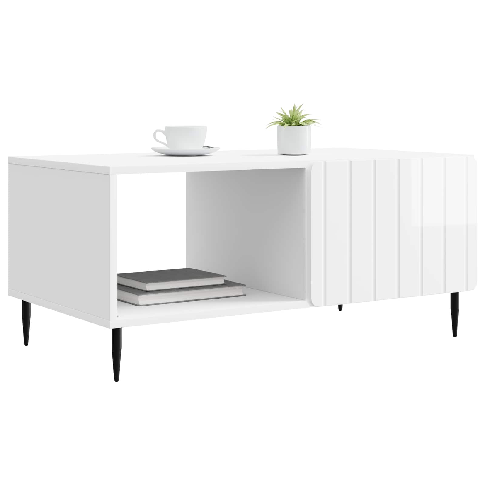 Mesa de centro branco brilhante 90 x 50 x 40 cm