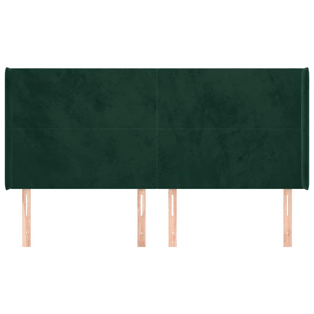 Cabeceira cama c/ abas veludo 183x16x118/128 cm verde-escuro