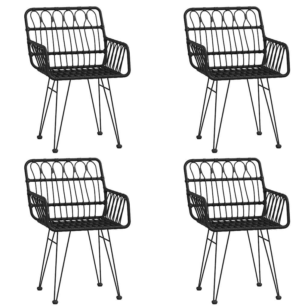 5 Pcs conjunto de jantar p/ jardim vime PE preto