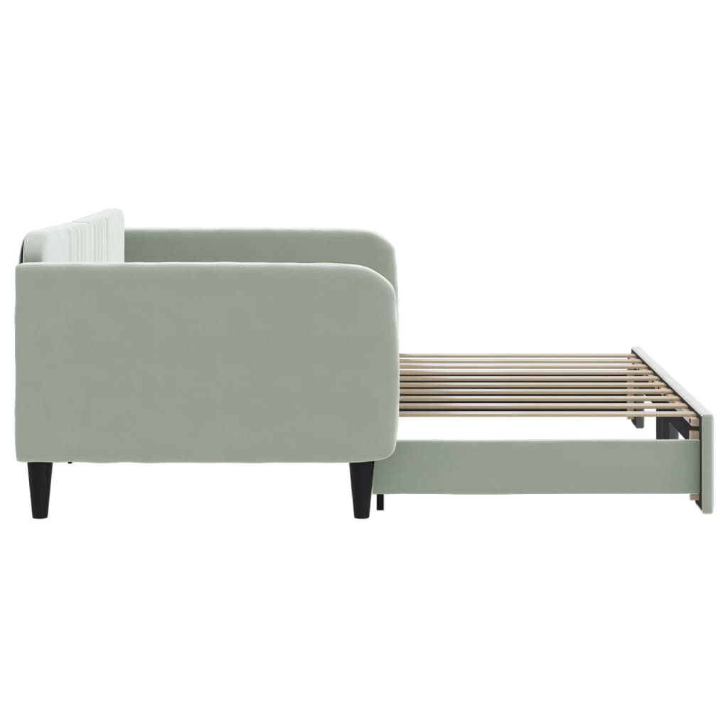 Sofá-cama com gavetão 100x190 cm veludo cinzento-claro