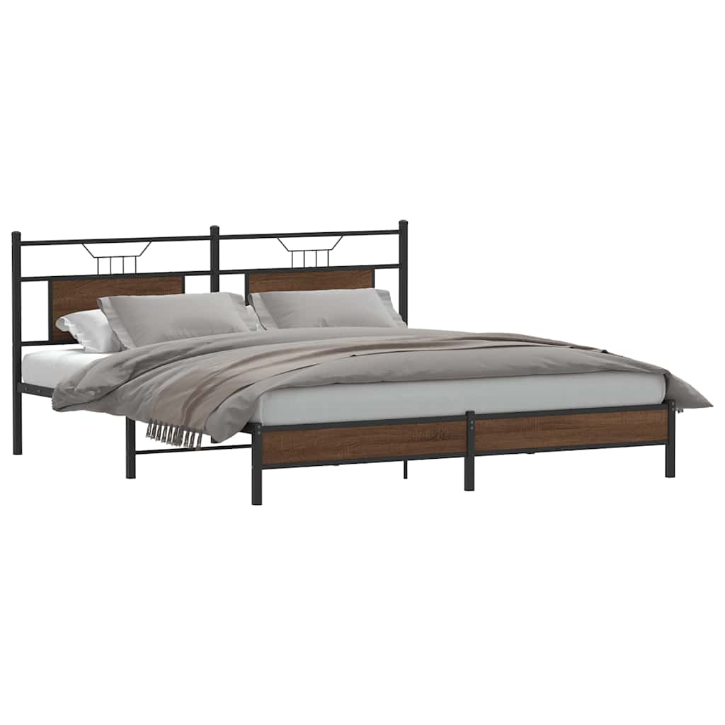 Estrutura de cama sem colchão 183x213 cm carvalho castanho