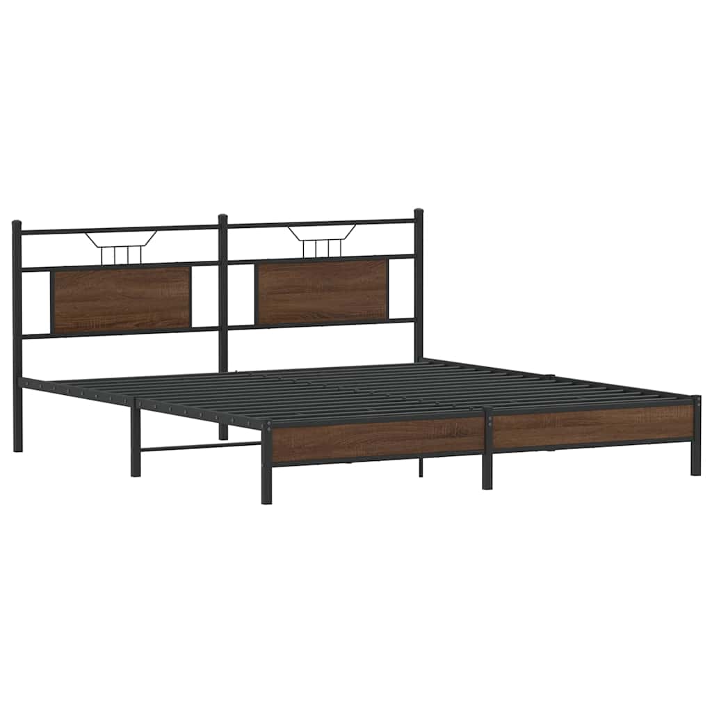 Estrutura de cama sem colchão 183x213 cm carvalho castanho