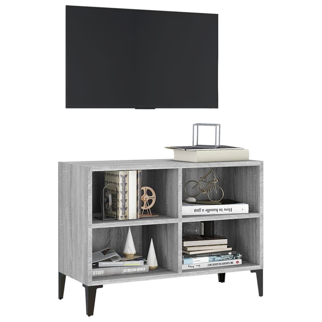 Móvel de TV com pernas de metal 69,5x30x50 cm cinzento sonoma