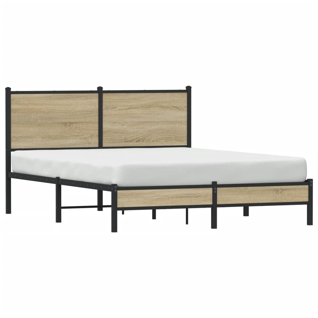 Estrutura de cama sem colchão 140x200 cm metal carvalho sonoma