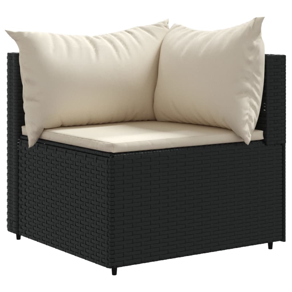 6 Pcs conjunto lounge de jardim c/ almofadões vime PE preto