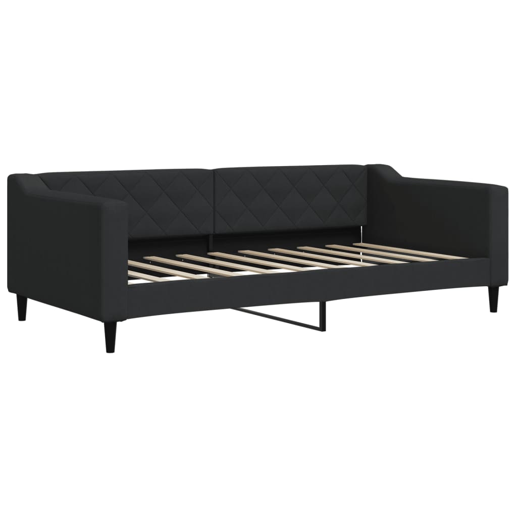 Sofá-cama com gavetão e gavetas 90x190 cm tecido preto