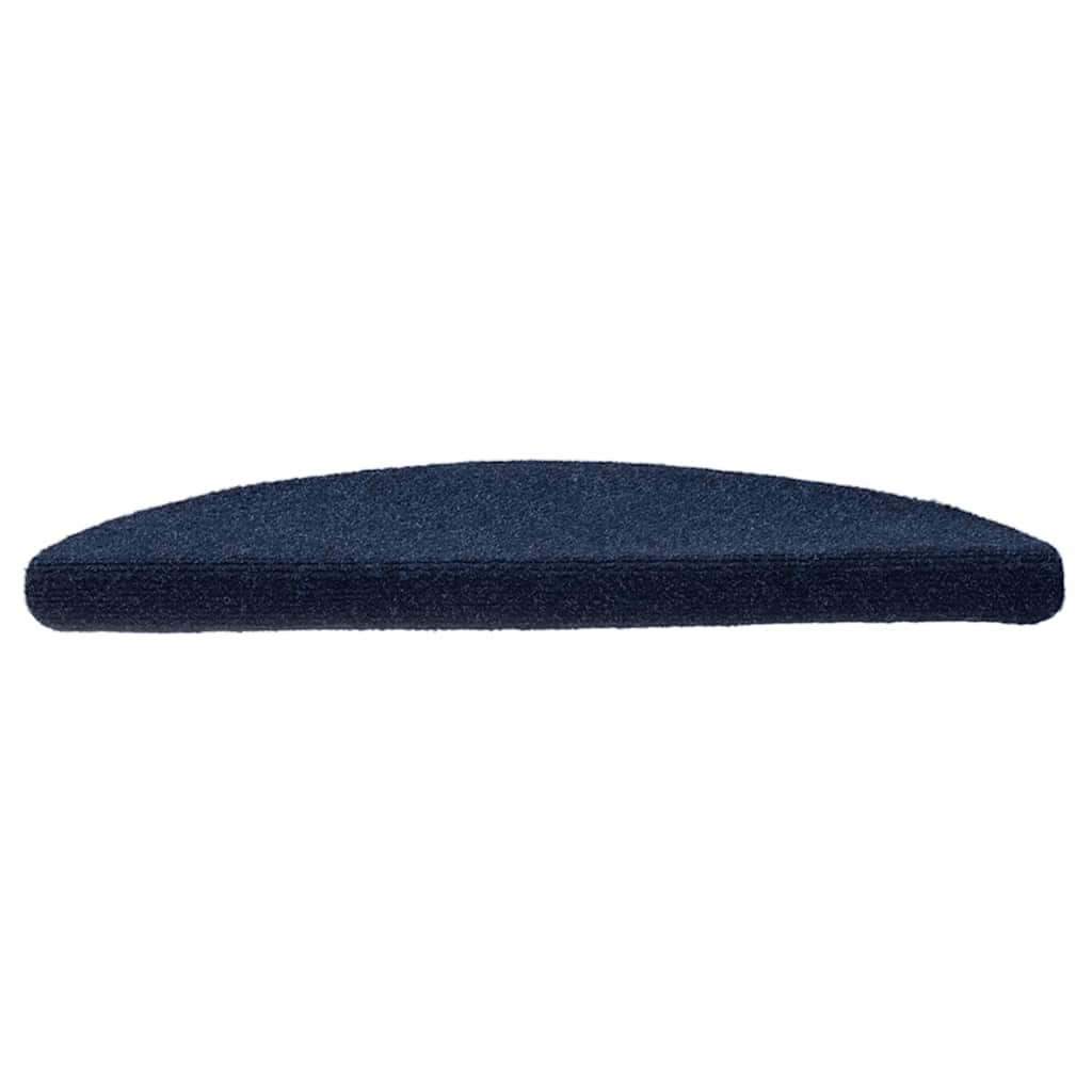 Tapetes de escada autoadesivos 15 peças 56x17x3 cm azul-marinho semicircular